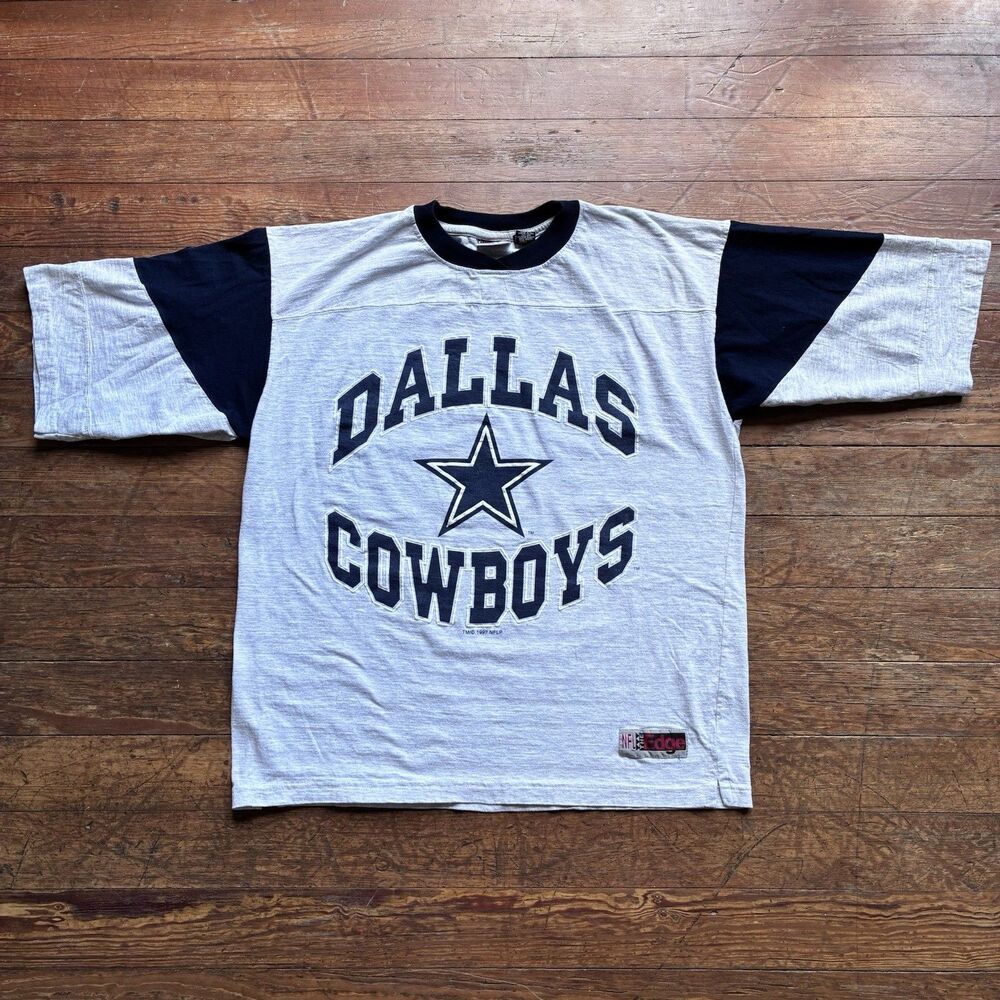 Vintage NFL The Edge Dallas Cowboys T-Shirt Mens Size Large White 90s USA Tee